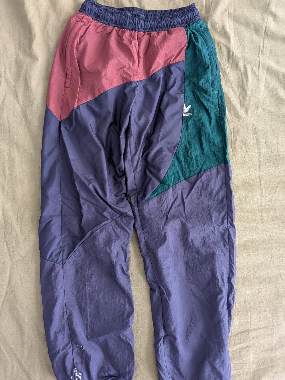 adidas Colorblock Joggers in Red, Blue & Teal